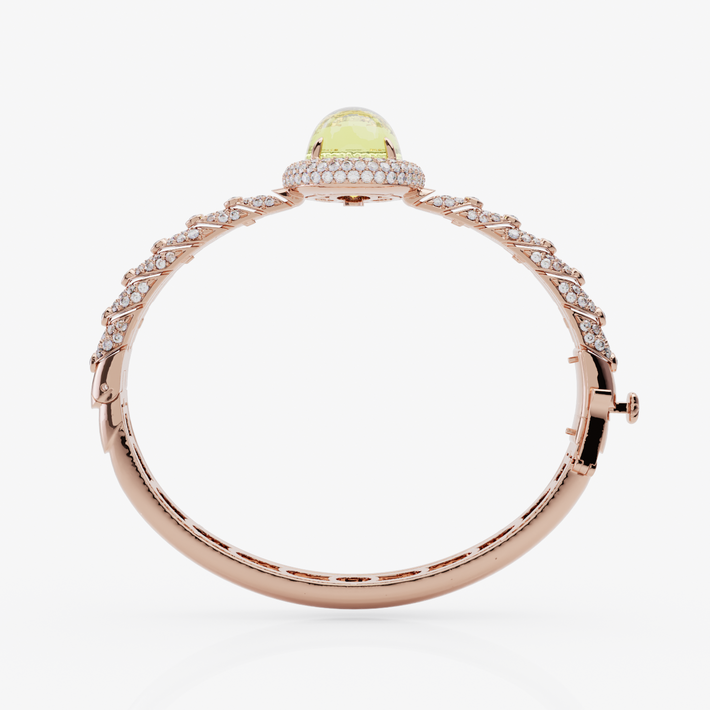 Green Amethyst & Diamond Bangle, Rose Gold