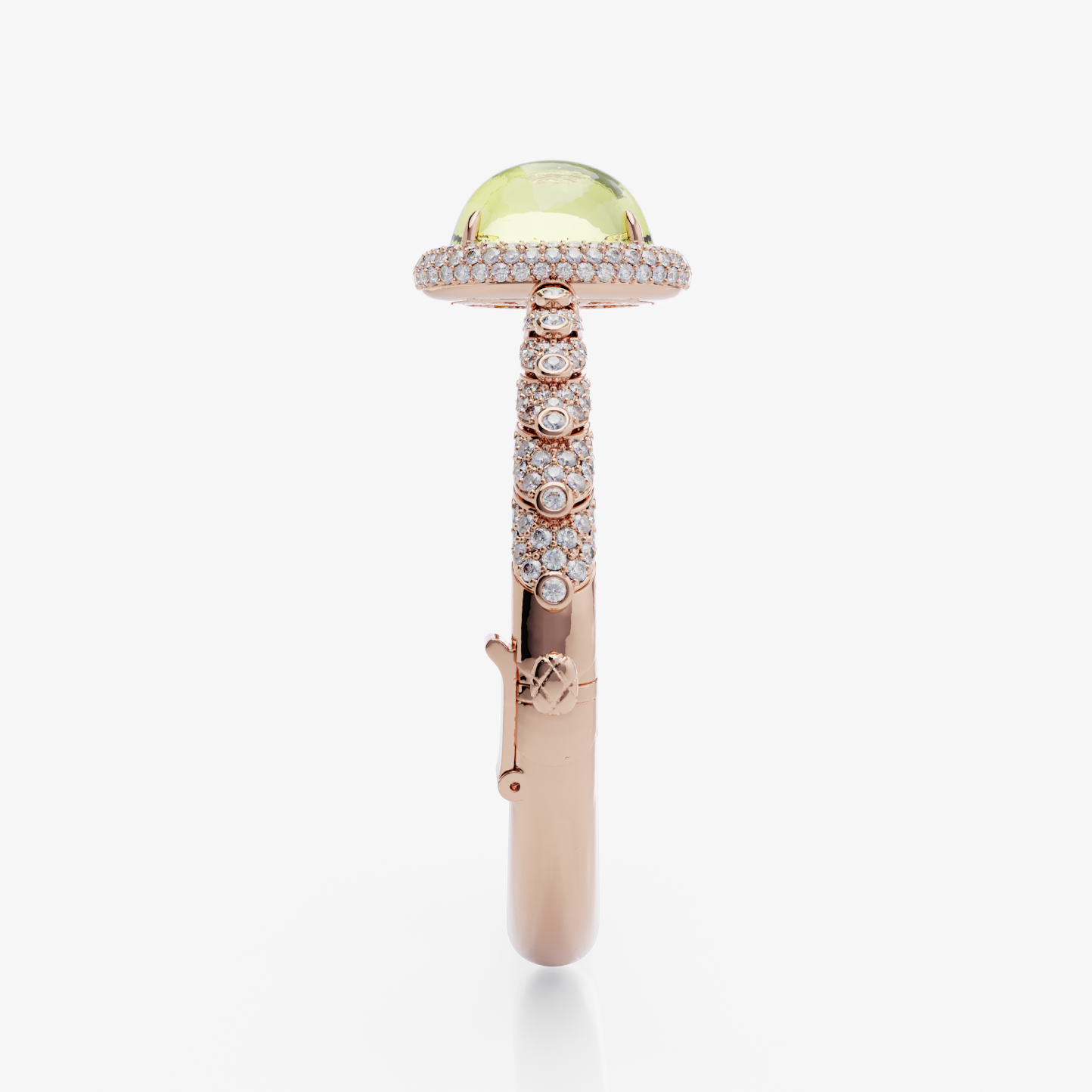 Green Amethyst & Diamond Bangle, Rose Gold
