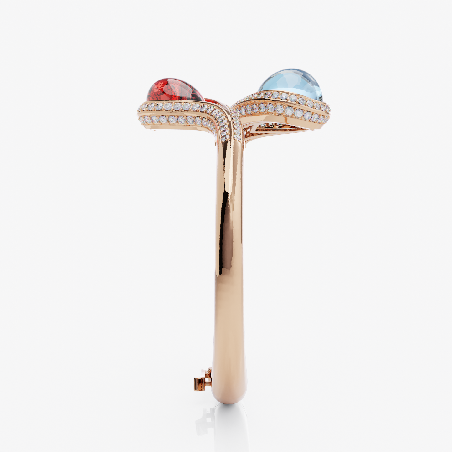 Blue Topaz, Ruby GF & Diamond Bangle, Rose Gold