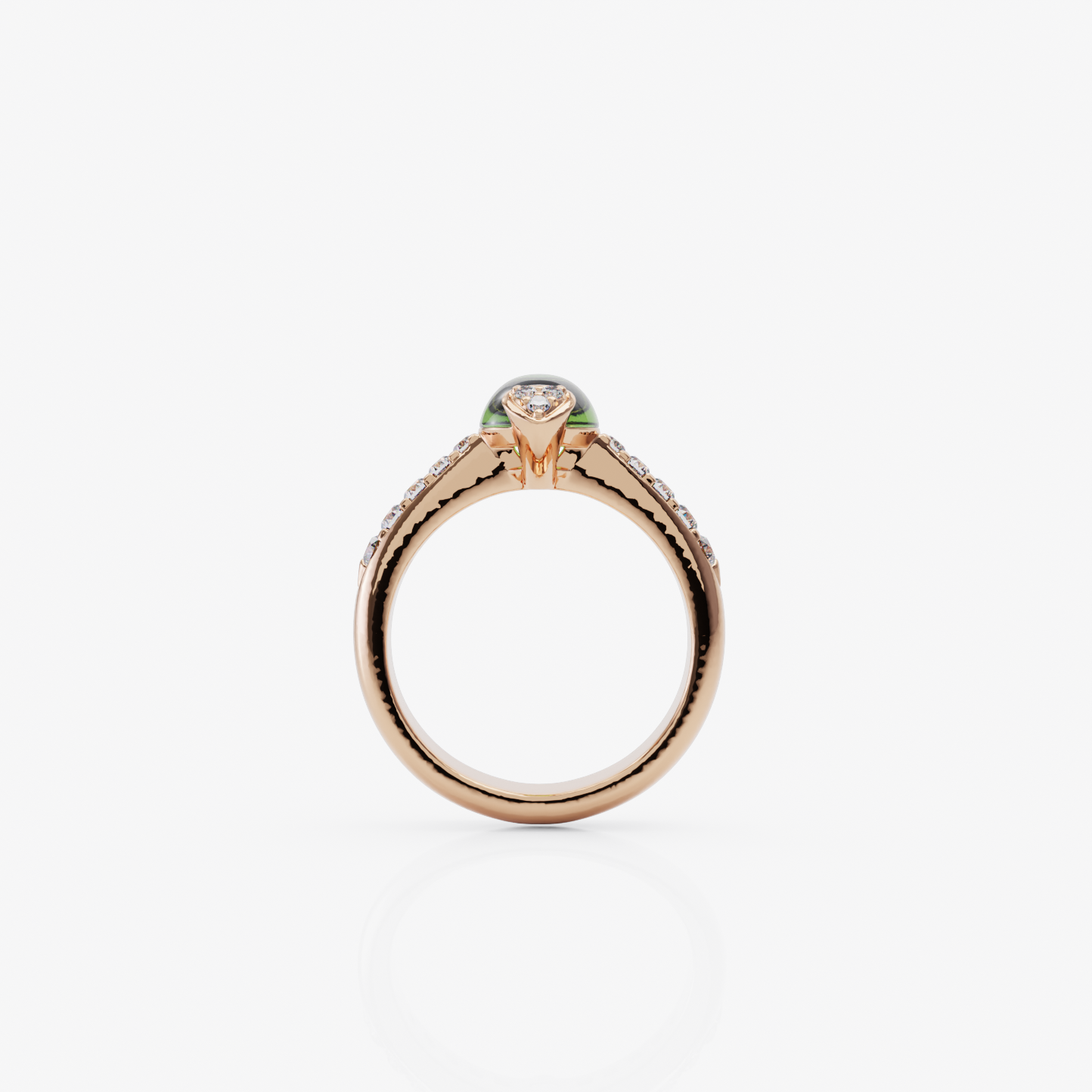 Green Topaz & Diamond Ring, Rose Gold