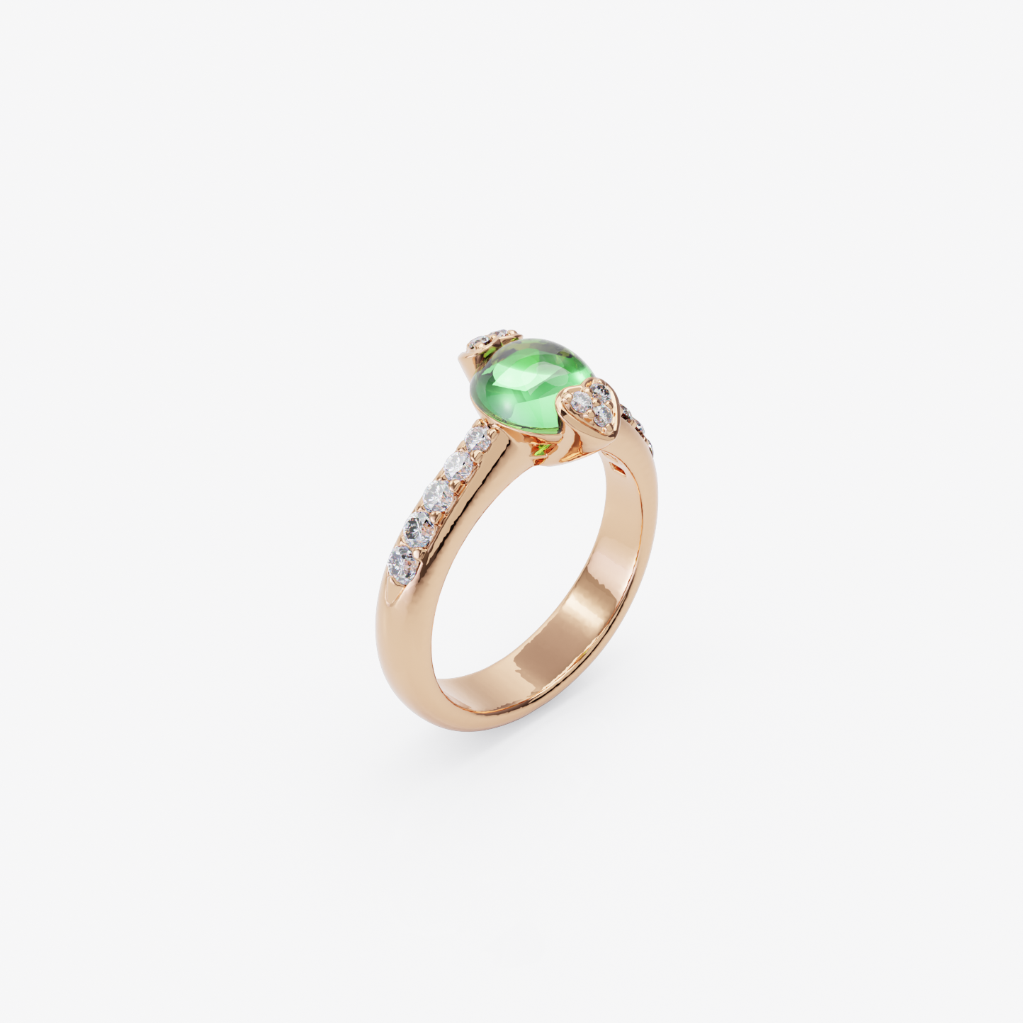 Green Topaz & Diamond Ring, Rose Gold