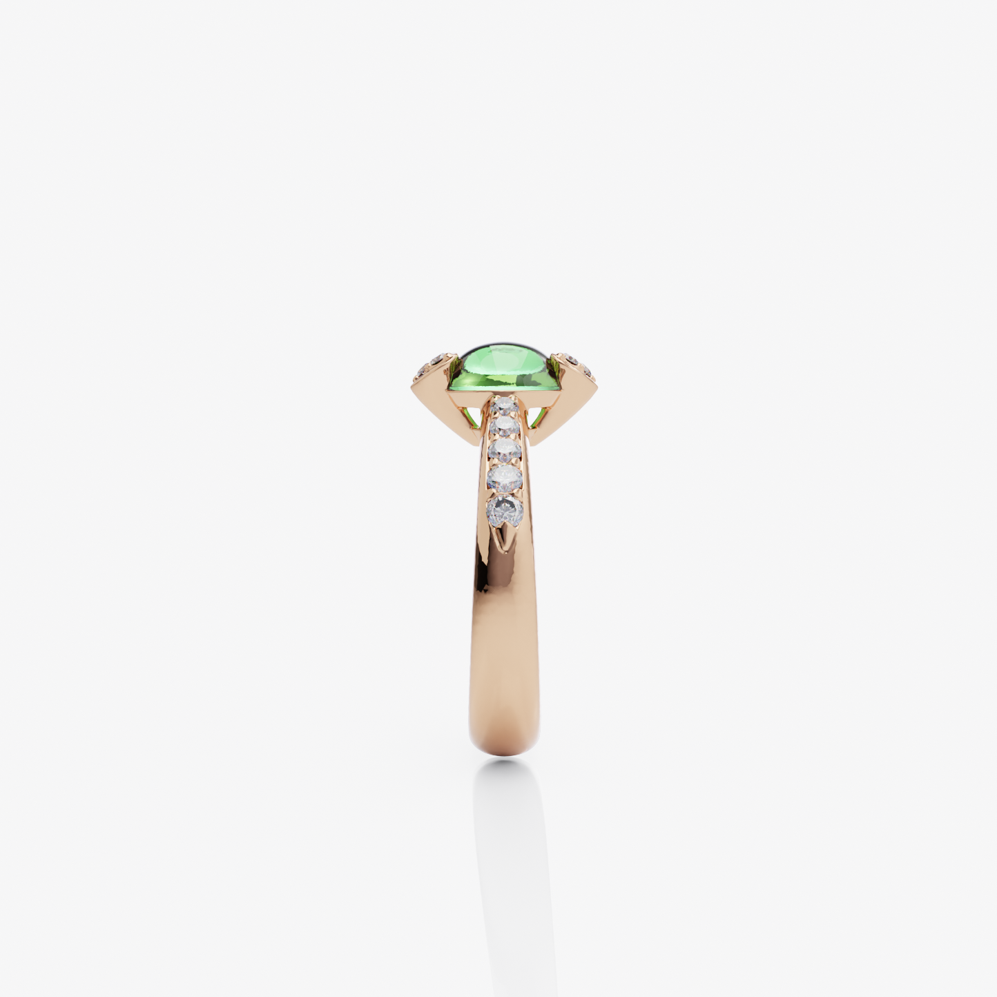 Green Topaz & Diamond Ring, Rose Gold