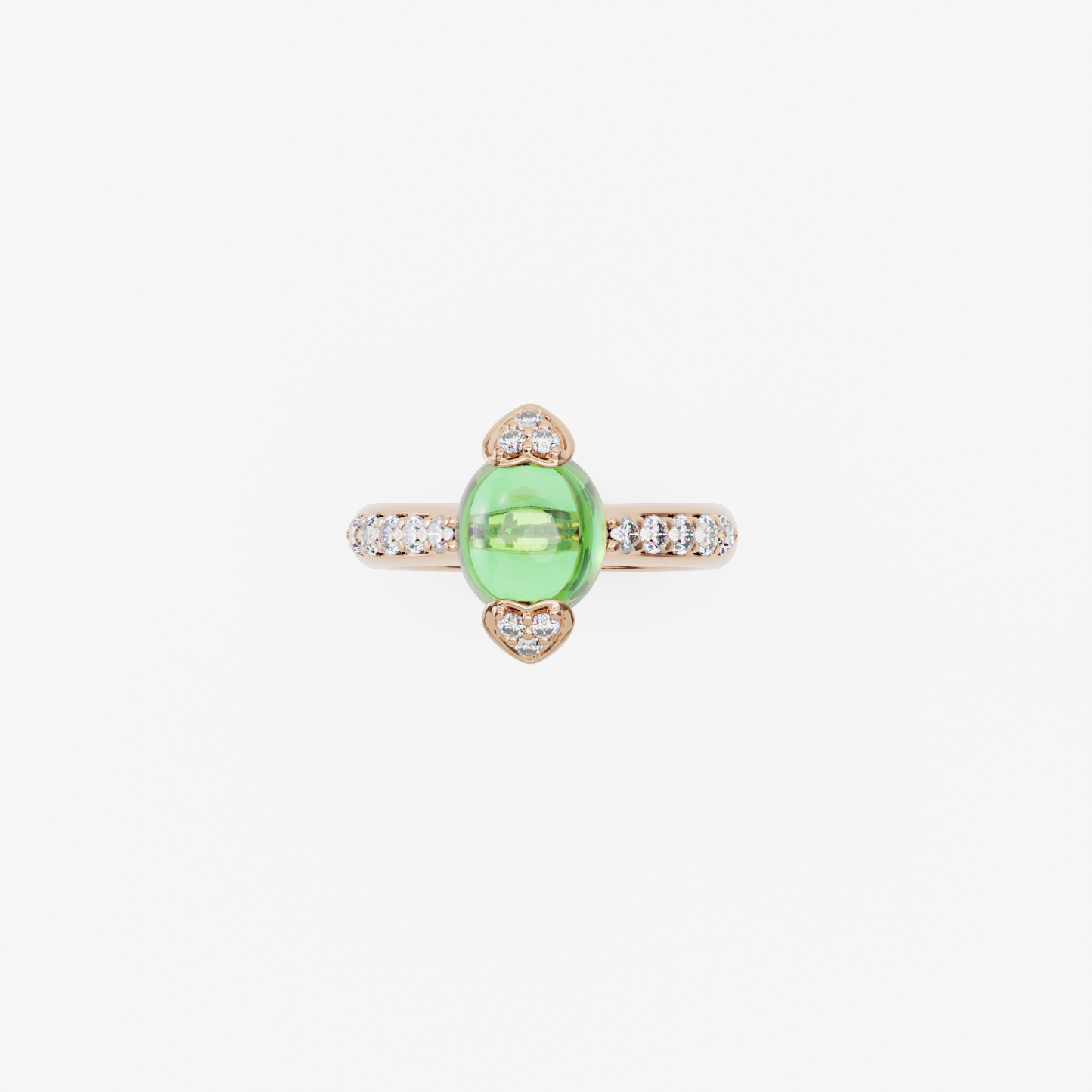 Green Topaz & Diamond Ring, Rose Gold