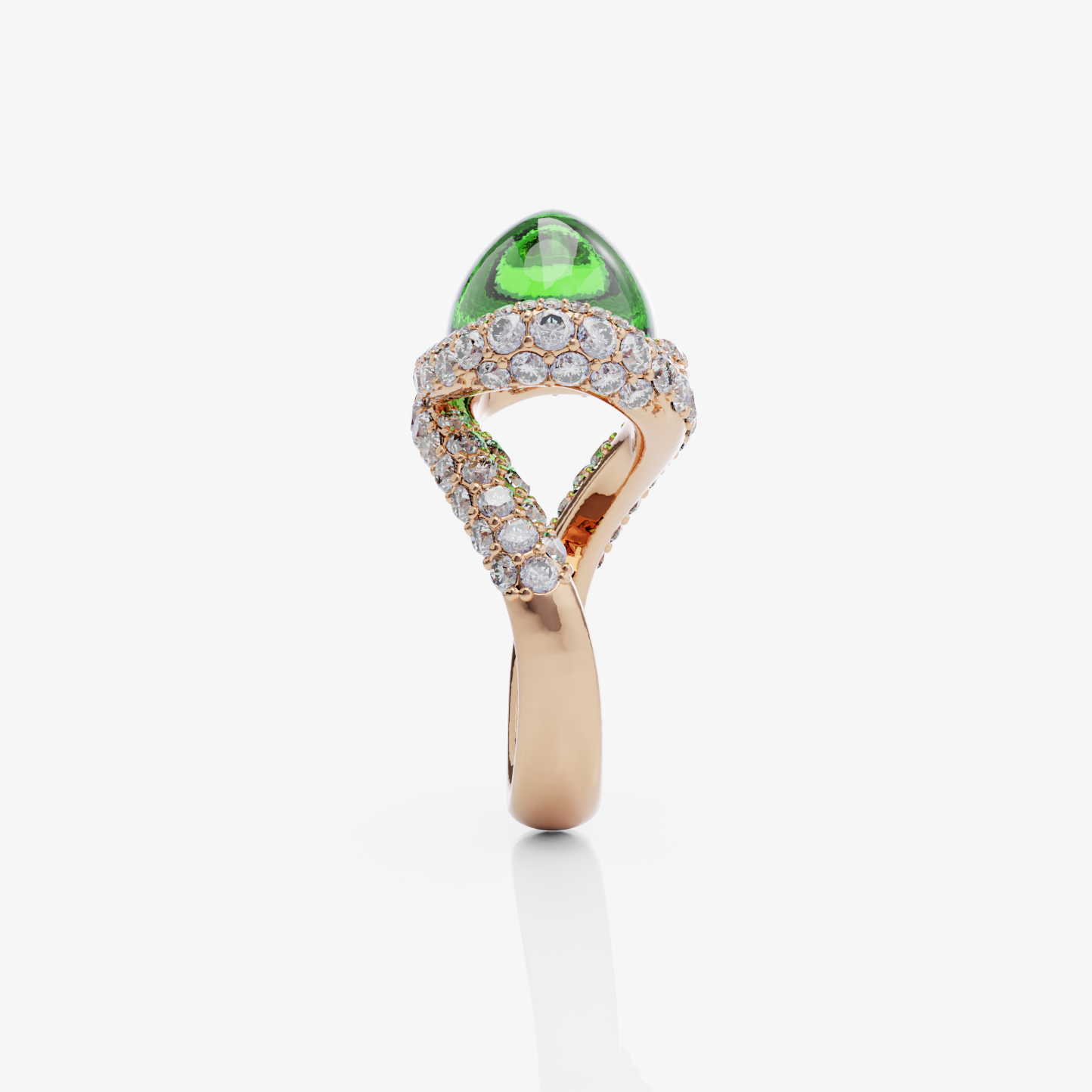 Green Topaz & Diamond Ring, Rose Gold - 2