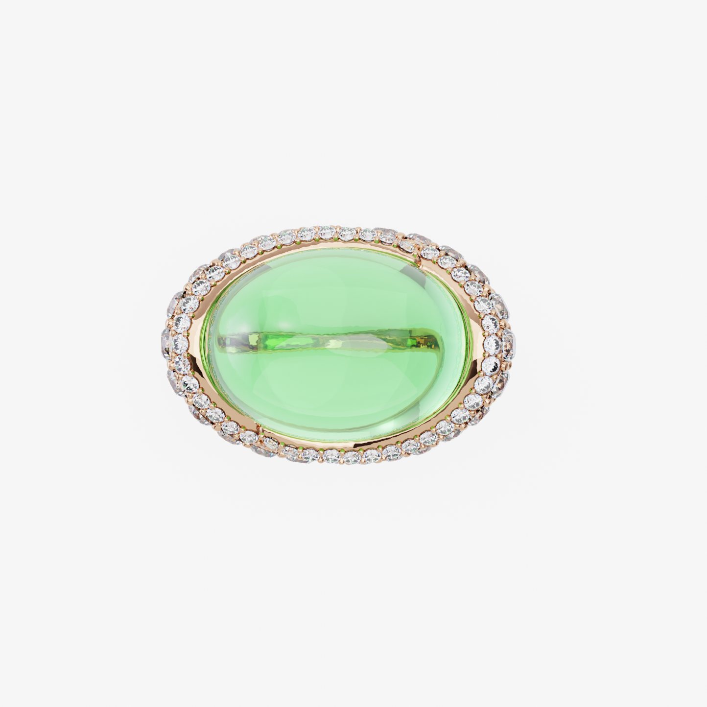 Green Topaz & Diamond Ring, Rose Gold - 2