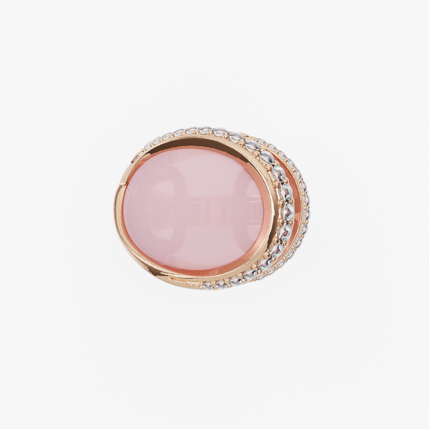 Pink Quartz & Diamond Ring, Rose Gold