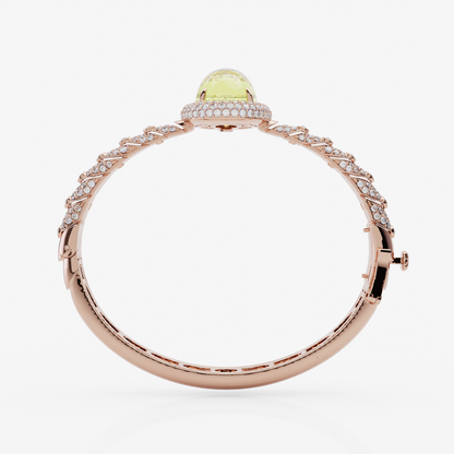 Green Amethyst & Diamond Bangle, Rose Gold