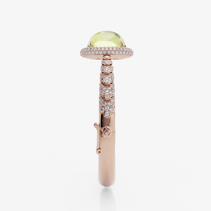 Green Amethyst & Diamond Bangle, Rose Gold