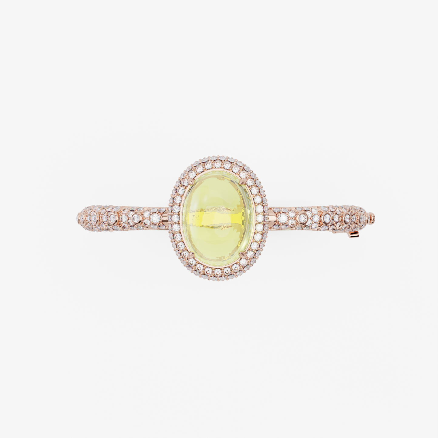 Green Amethyst & Diamond Bangle, Rose Gold