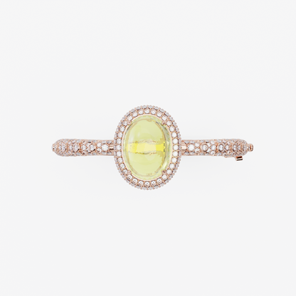 Green Amethyst & Diamond Bangle, Rose Gold