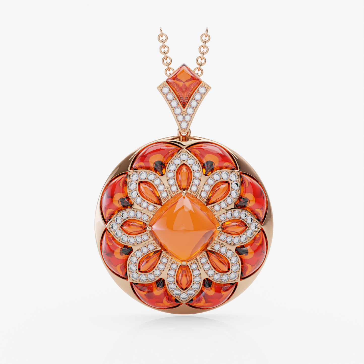 Citrine & Diamond Pendant, Rose Gold