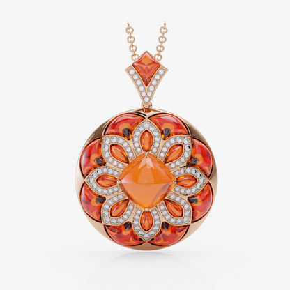 Citrine & Diamond Pendant, Rose Gold