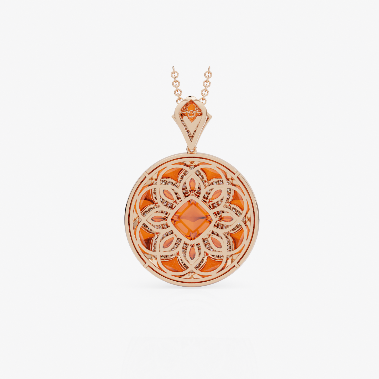 Citrine & Diamond Pendant, Rose Gold