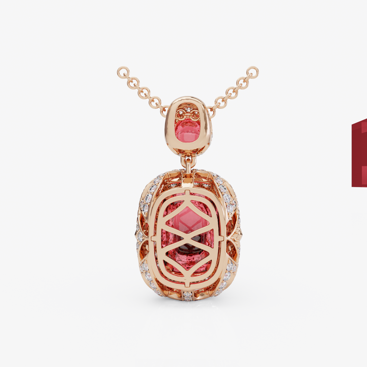 Rubellite & Diamond Pendant, Rose Gold