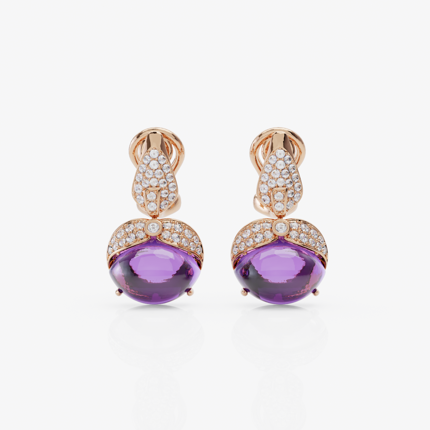 Amethyst & Diamond Earrings, Rose Gold