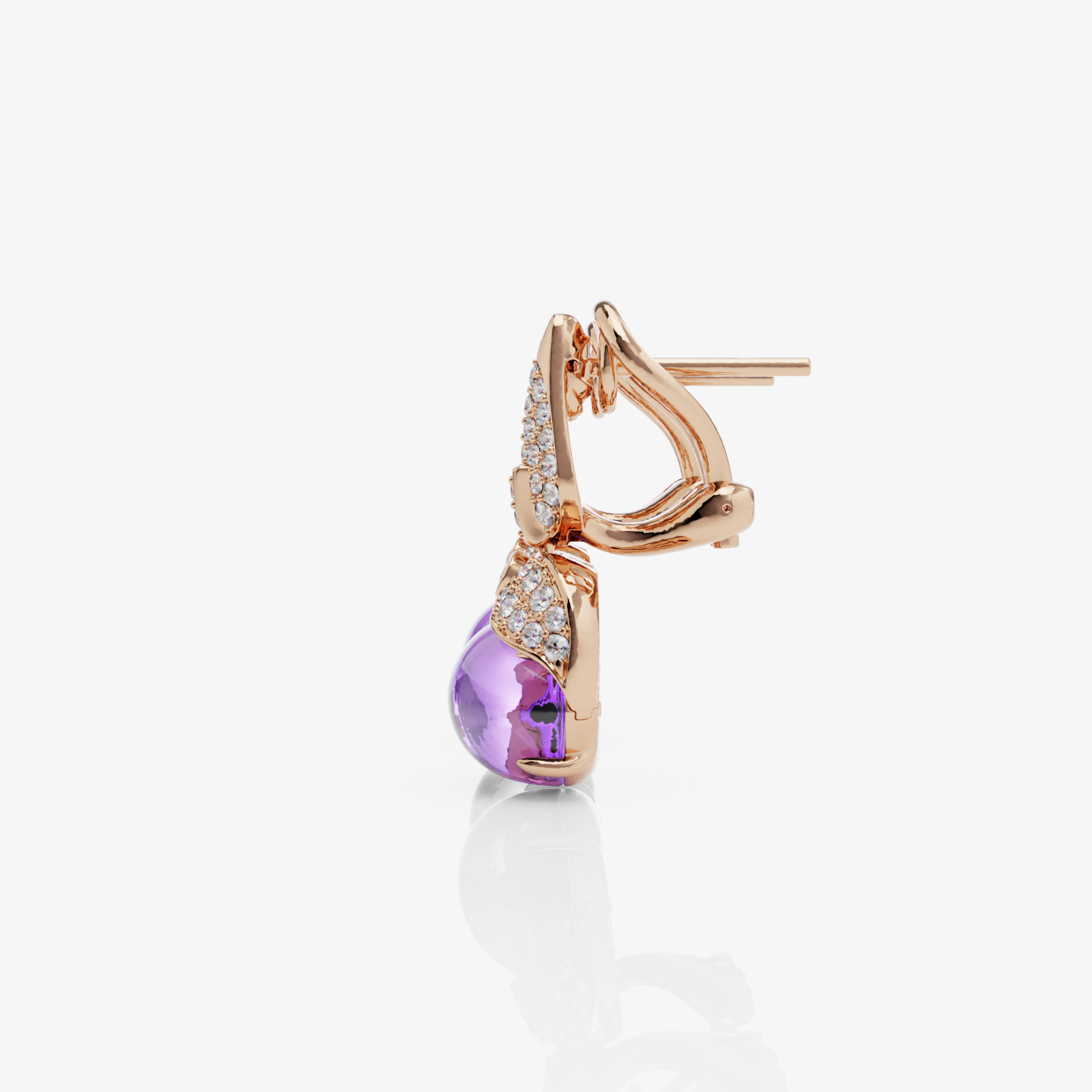 Amethyst & Diamond Earrings, Rose Gold