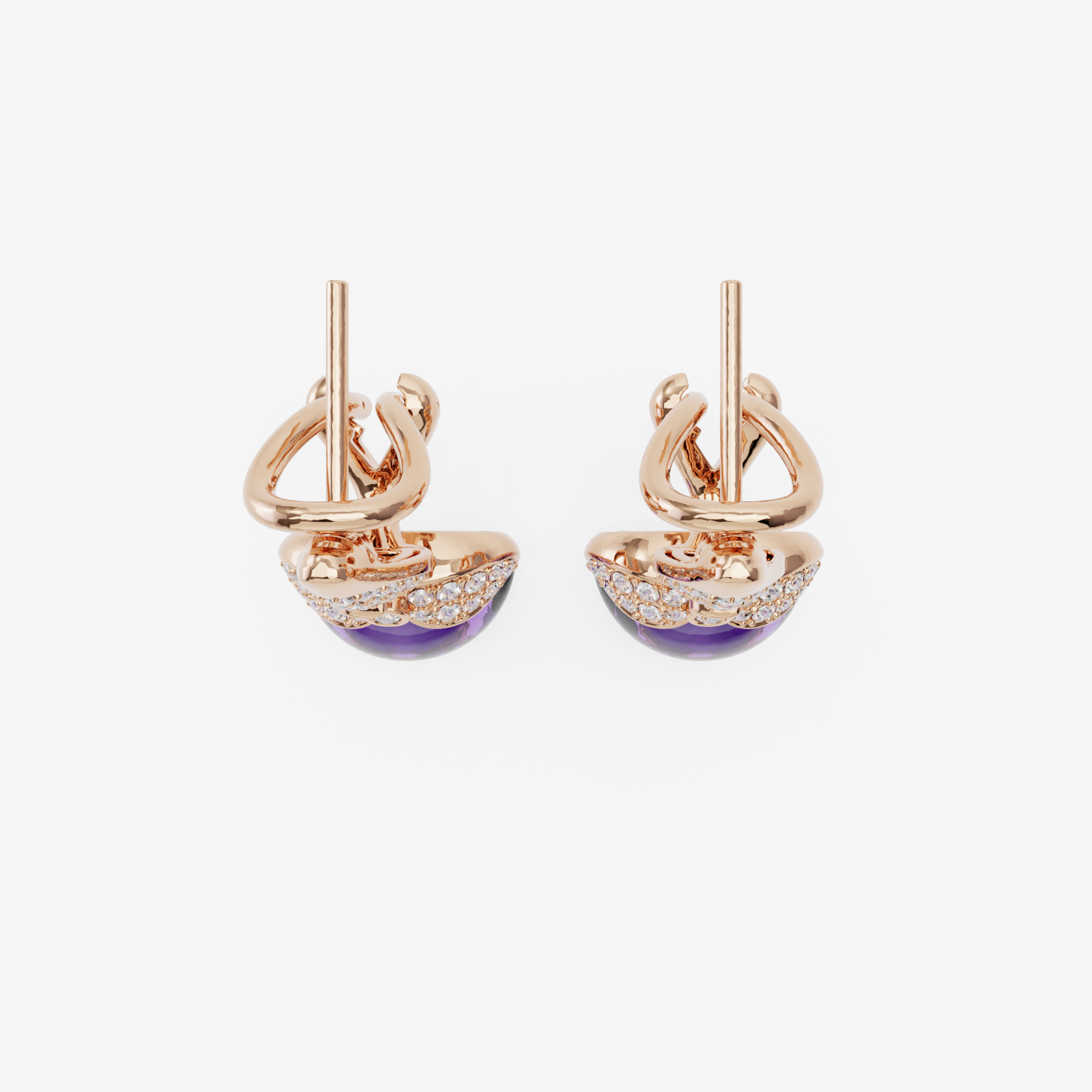 Amethyst & Diamond Earrings, Rose Gold