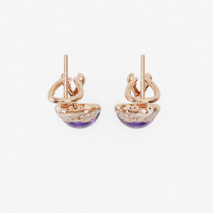 Amethyst & Diamond Earrings, Rose Gold