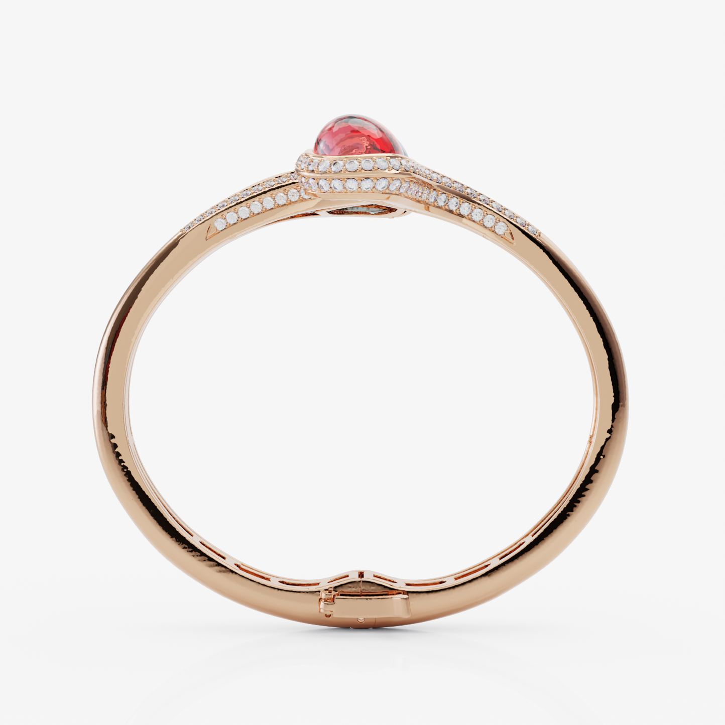 Blue Topaz, Ruby GF & Diamond Bangle, Rose Gold