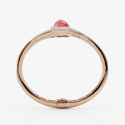 Blue Topaz, Ruby GF & Diamond Bangle, Rose Gold