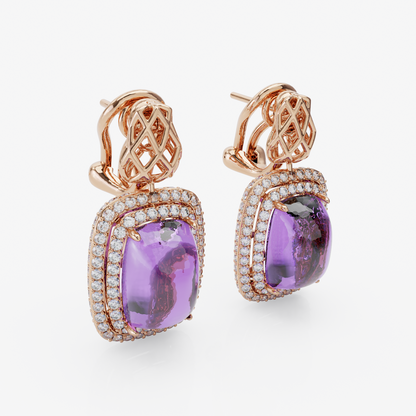 Amethyst & Diamond Earrings, Rose Gold-2