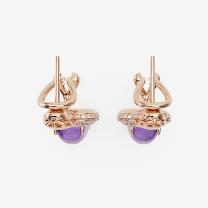 Amethyst & Diamond Earrings, Rose Gold-2