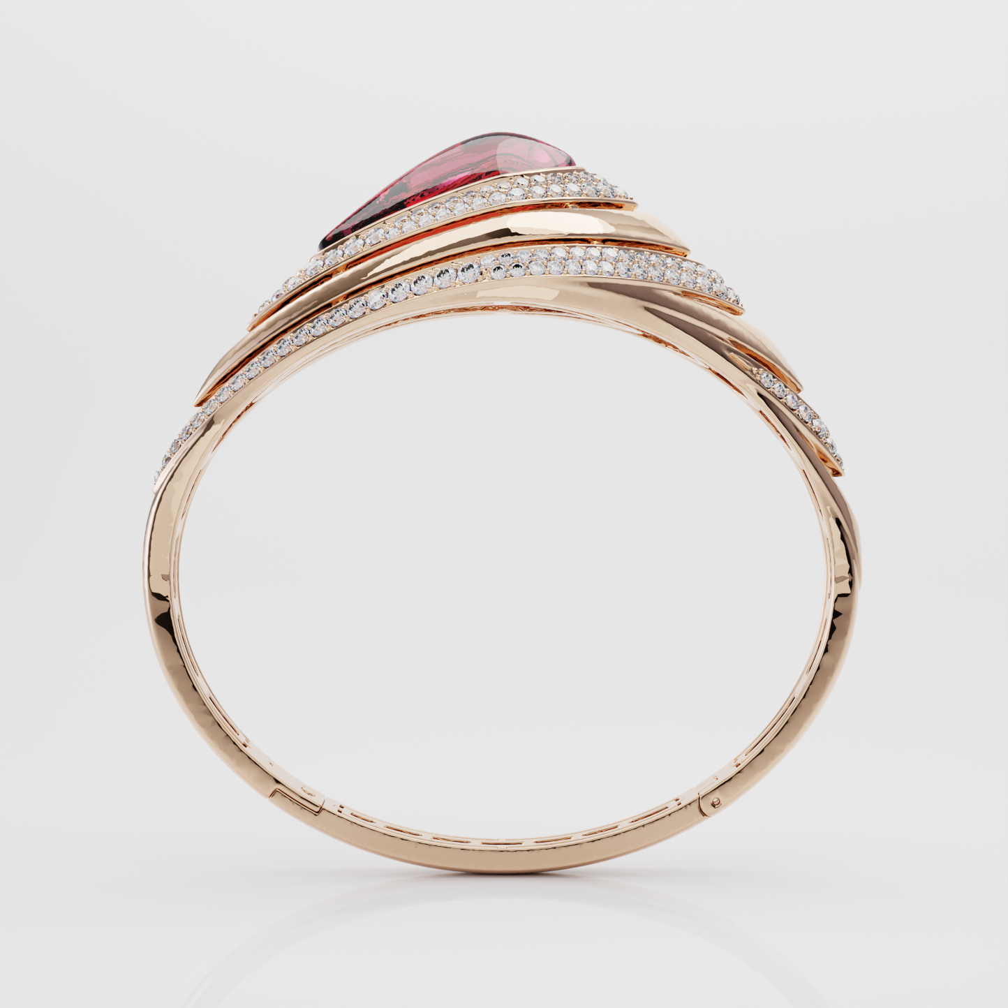 Rubellite & Diamond Bangle, Rose Gold