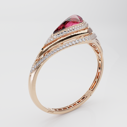 Rubellite & Diamond Bangle, Rose Gold