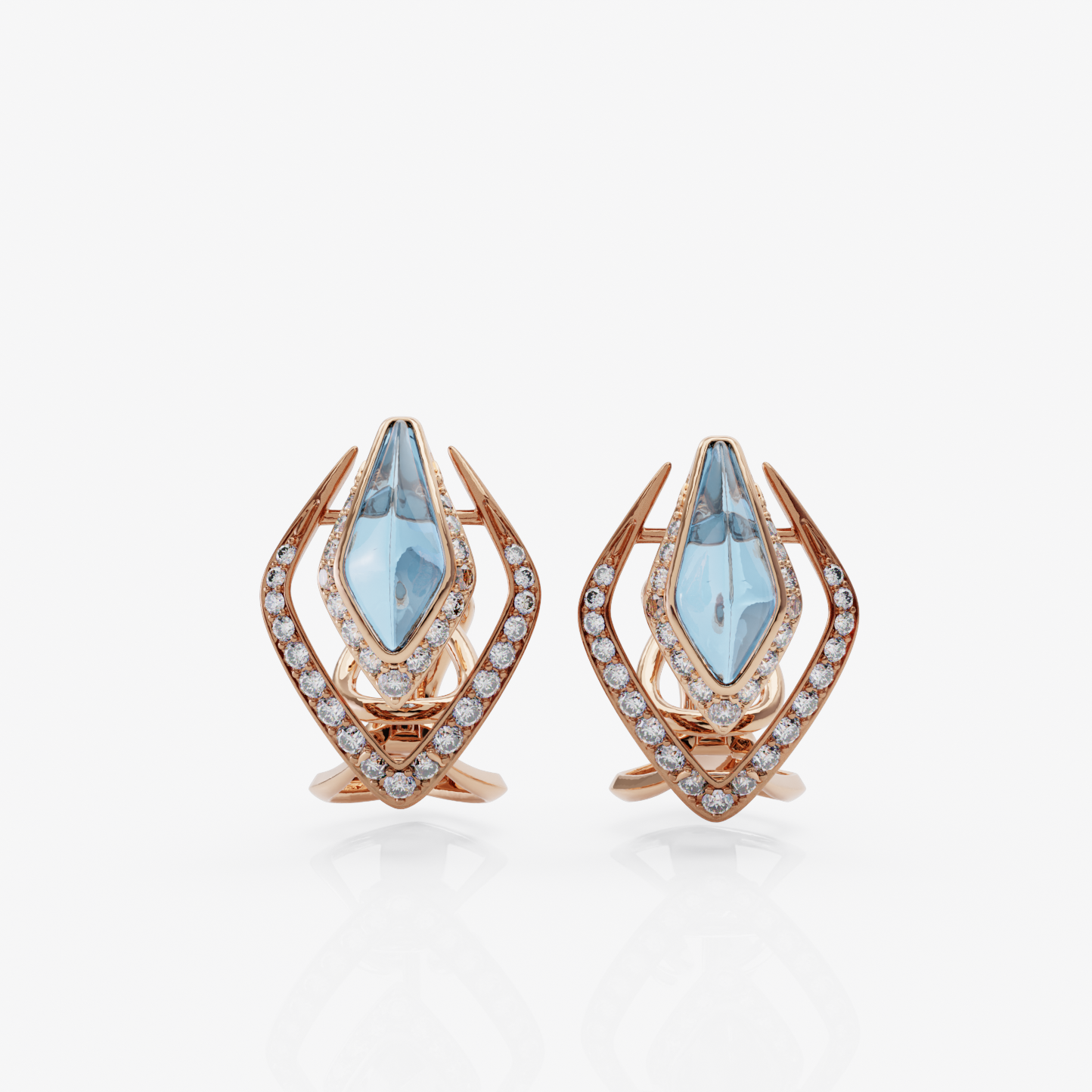 Blue Topaz & Diamond Earrings, Rose Gold