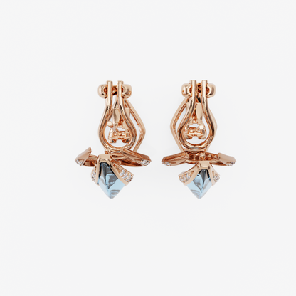 Blue Topaz & Diamond Earrings, Rose Gold