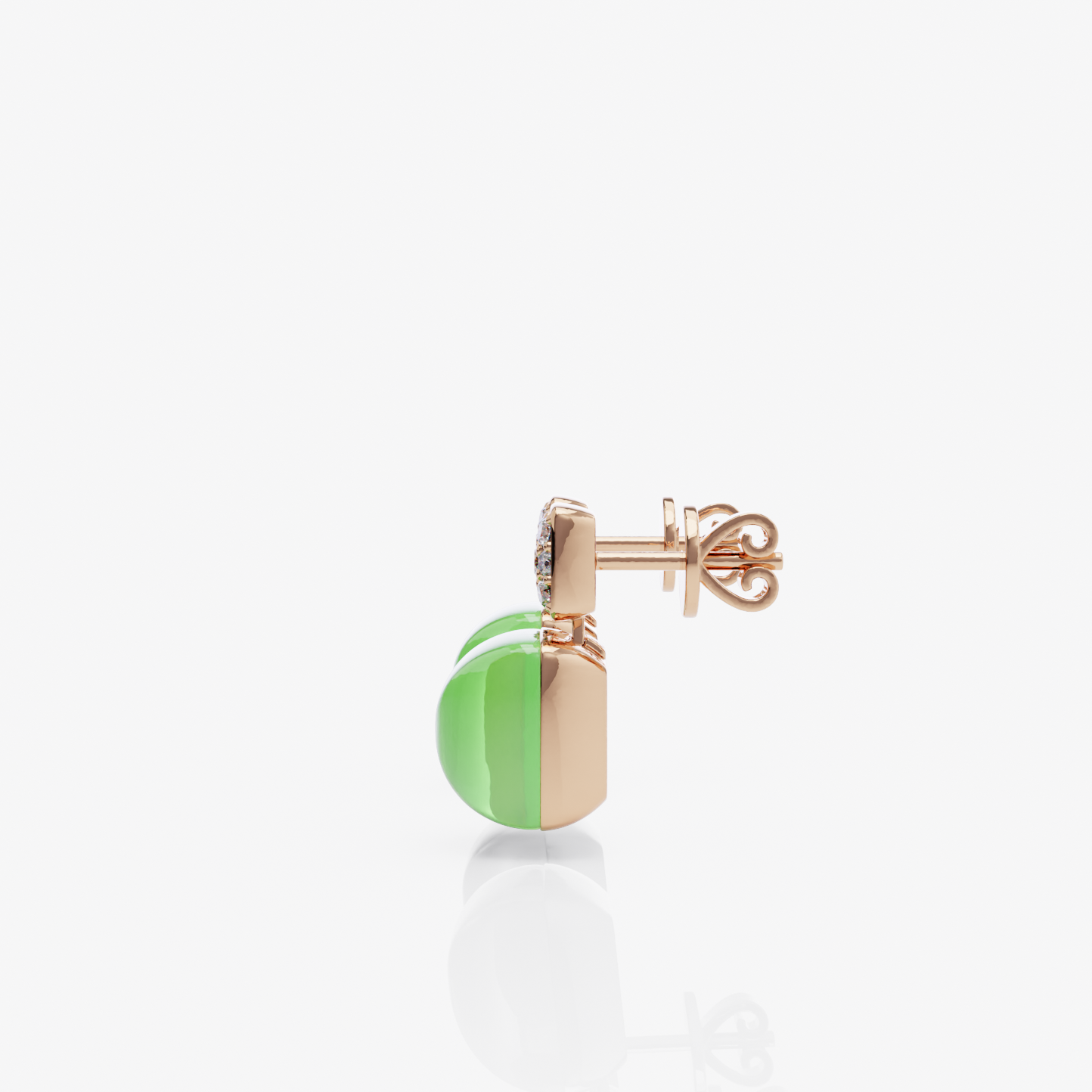 Green Chalcedony & Diamond Earrings, Rose Gold