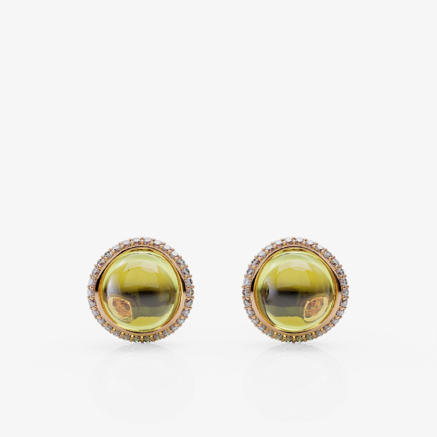 Lemon Quartz & Diamond Earrings, Rose Gold