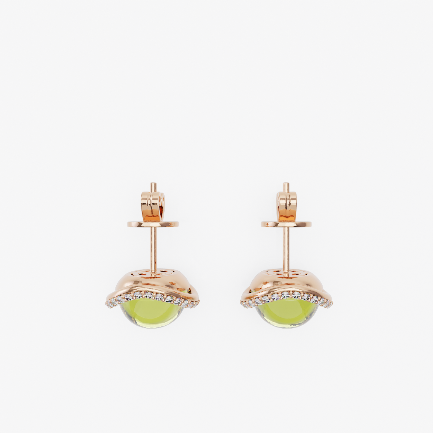 Lemon Quartz & Diamond Earrings, Rose Gold