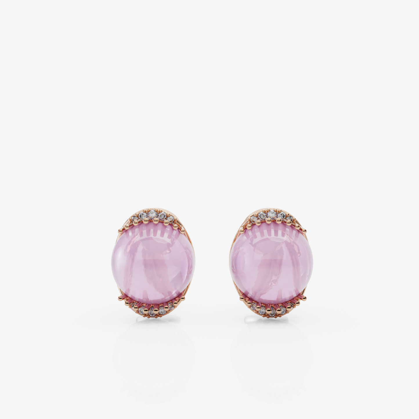 Pink Chalcedony & Diamond Earrings, Rose Gold