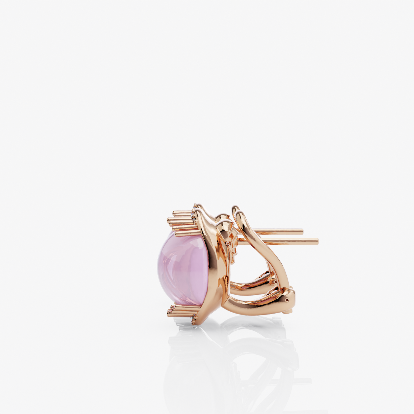 Pink Chalcedony & Diamond Earrings, Rose Gold