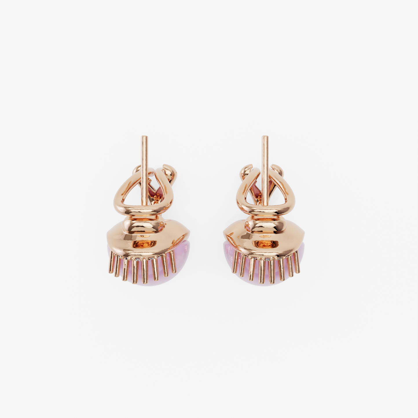 Pink Chalcedony & Diamond Earrings, Rose Gold