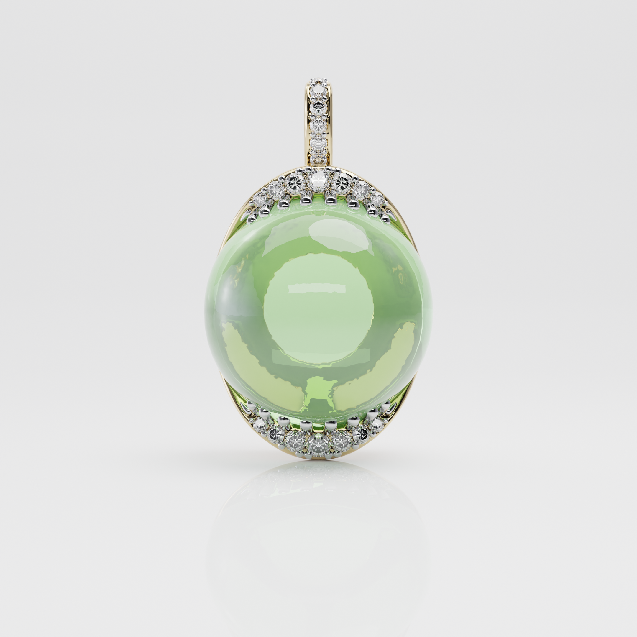 Green Chalcedony & Diamond Pendant, Yellow Gold