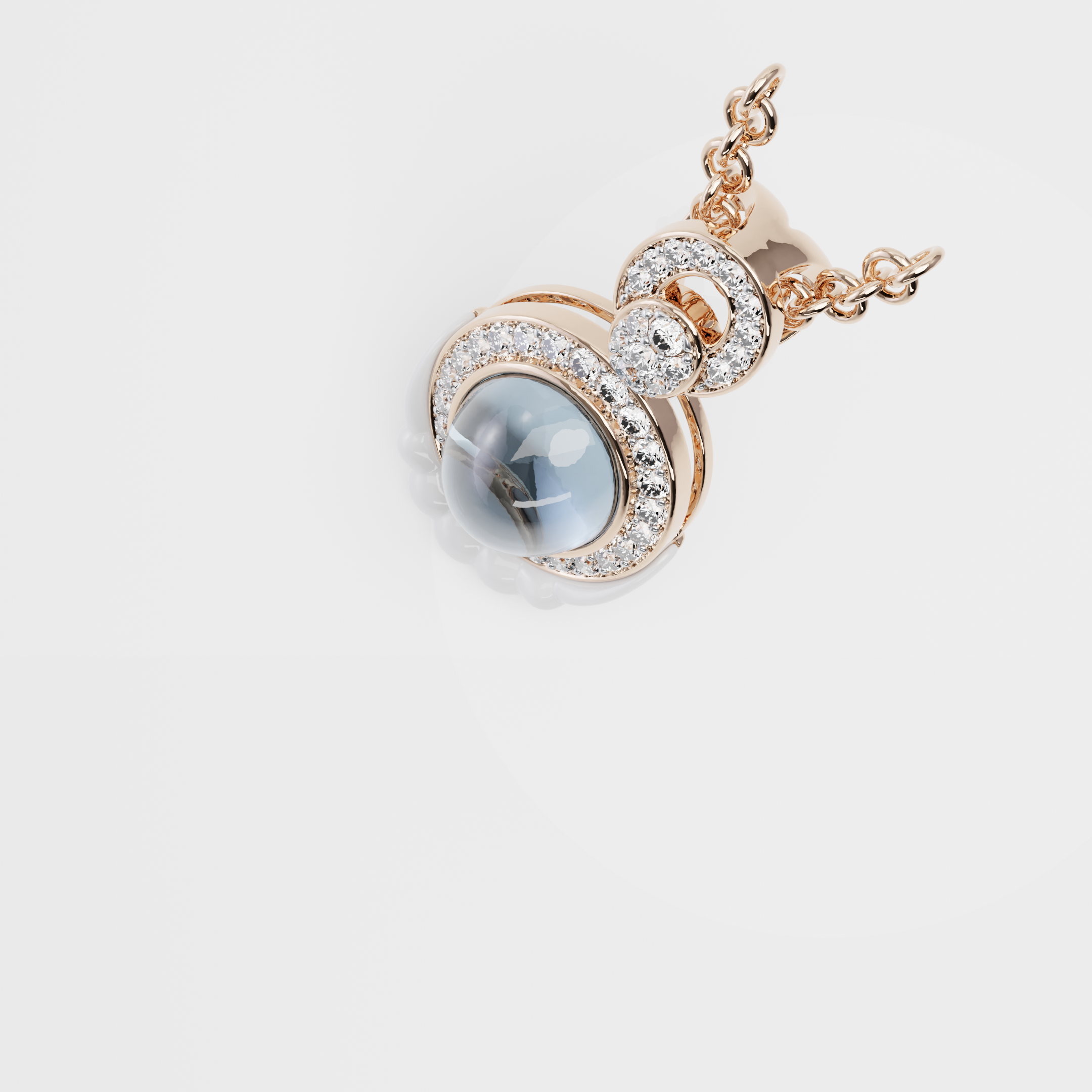 Blue Topaz & Diamond Pendant, Rose Gold