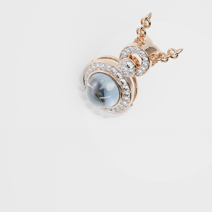 Blue Topaz & Diamond Pendant, Rose Gold