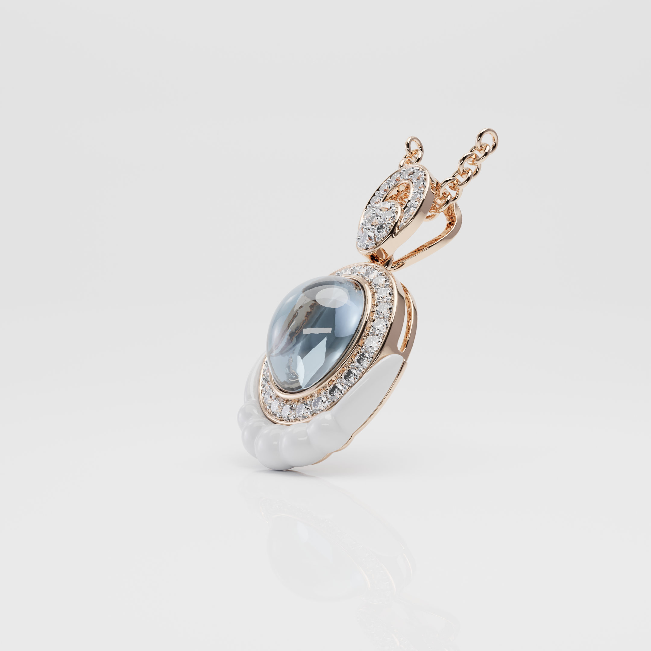 Blue Topaz & Diamond Pendant, Rose Gold