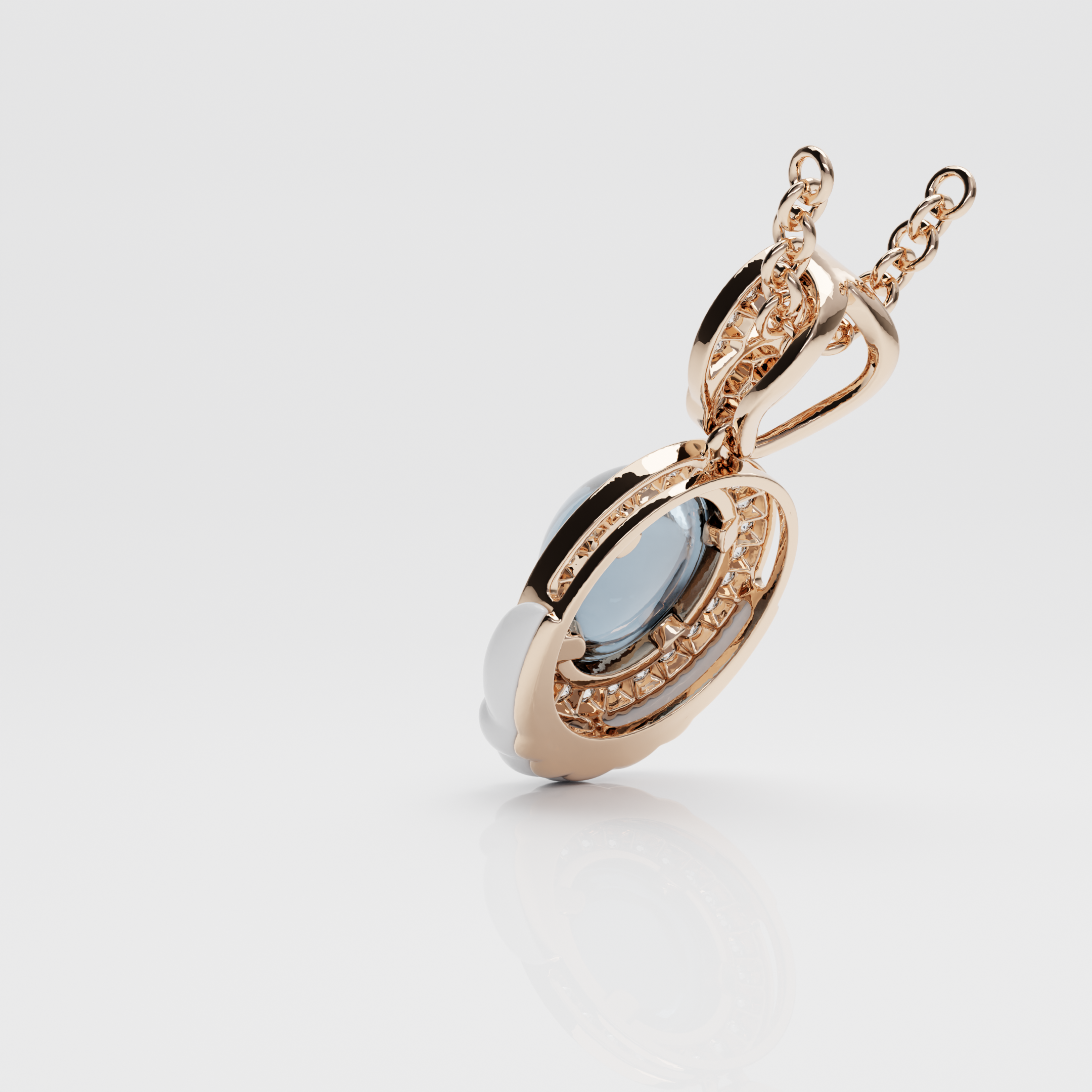 Blue Topaz & Diamond Pendant, Rose Gold