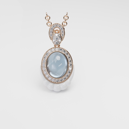 Blue Topaz & Diamond Pendant, Rose Gold