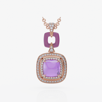 Amethyst & Diamond Pendant, Rose Gold