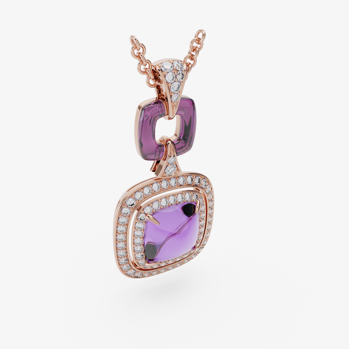 Amethyst & Diamond Pendant, Rose Gold