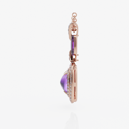 Amethyst & Diamond Pendant, Rose Gold