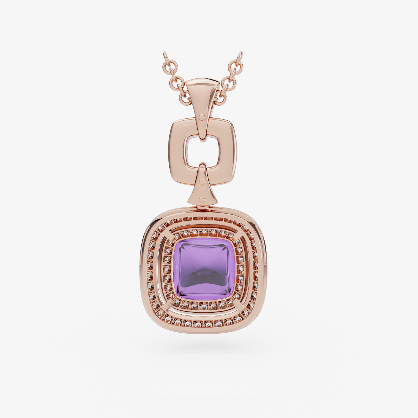 Amethyst & Diamond Pendant, Rose Gold