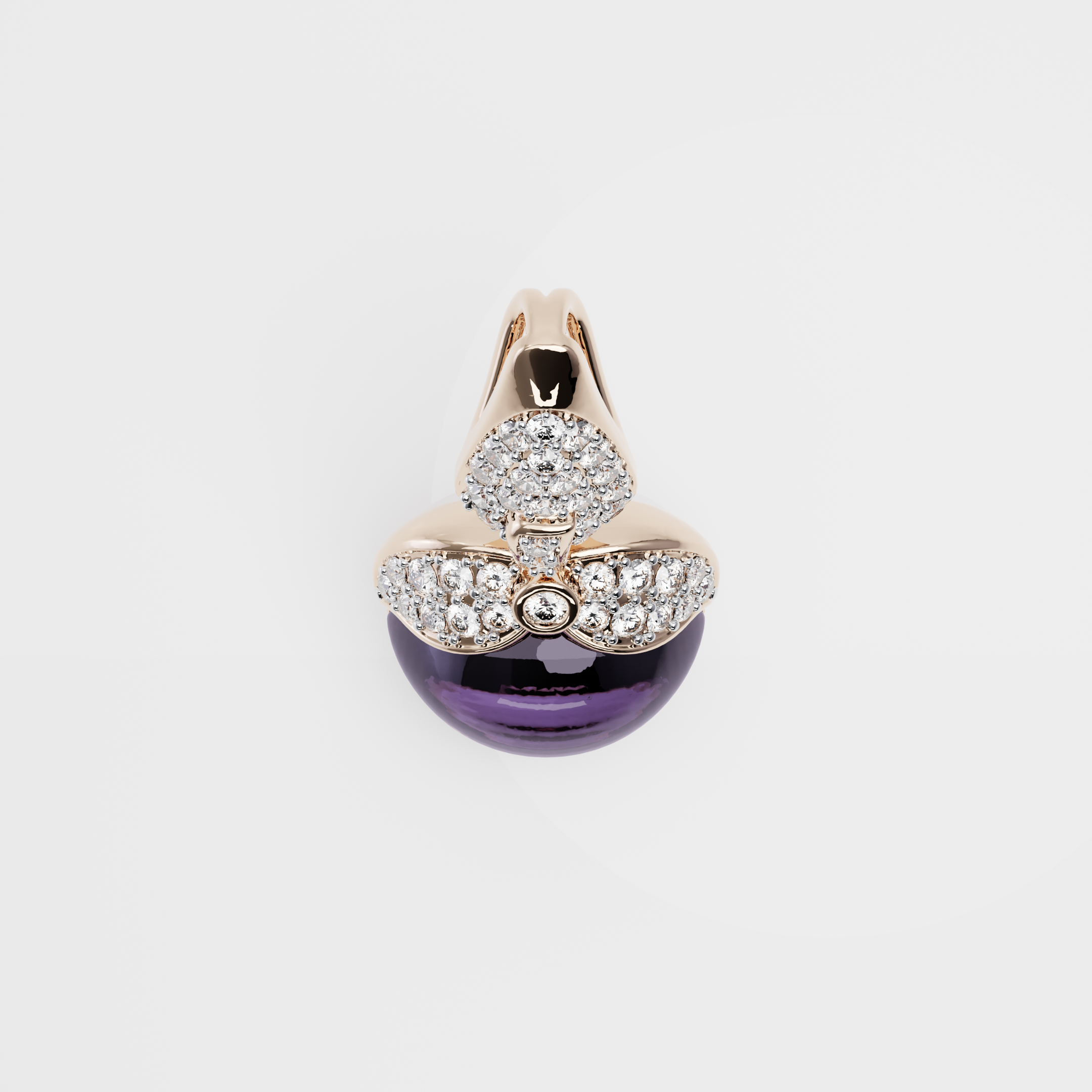 Amethyst & Diamond Pendant, Rose Gold - 3