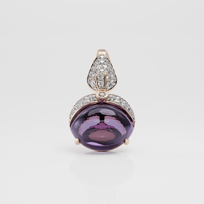 Amethyst & Diamond Pendant, Rose Gold - 3