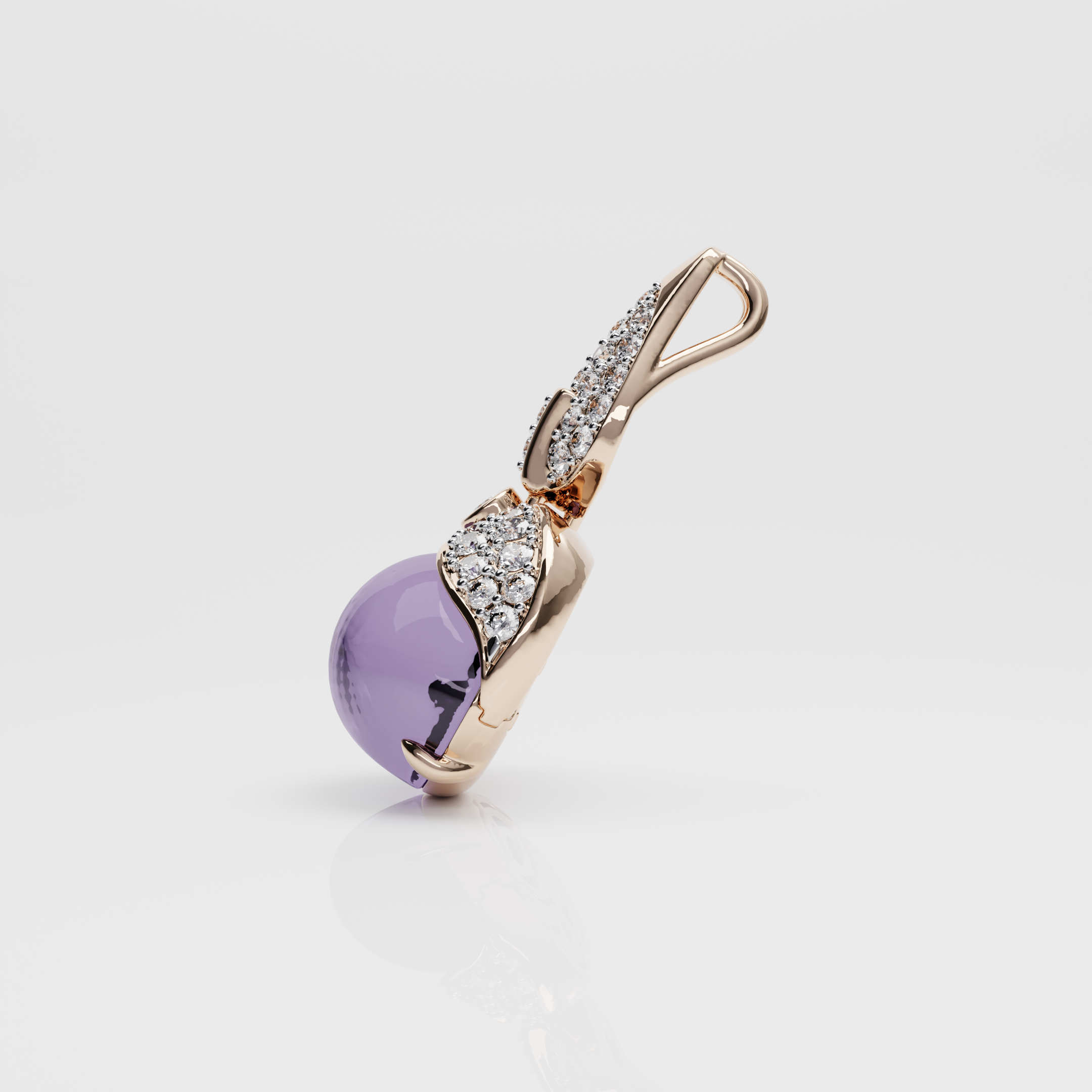 Amethyst & Diamond Pendant, Rose Gold - 3