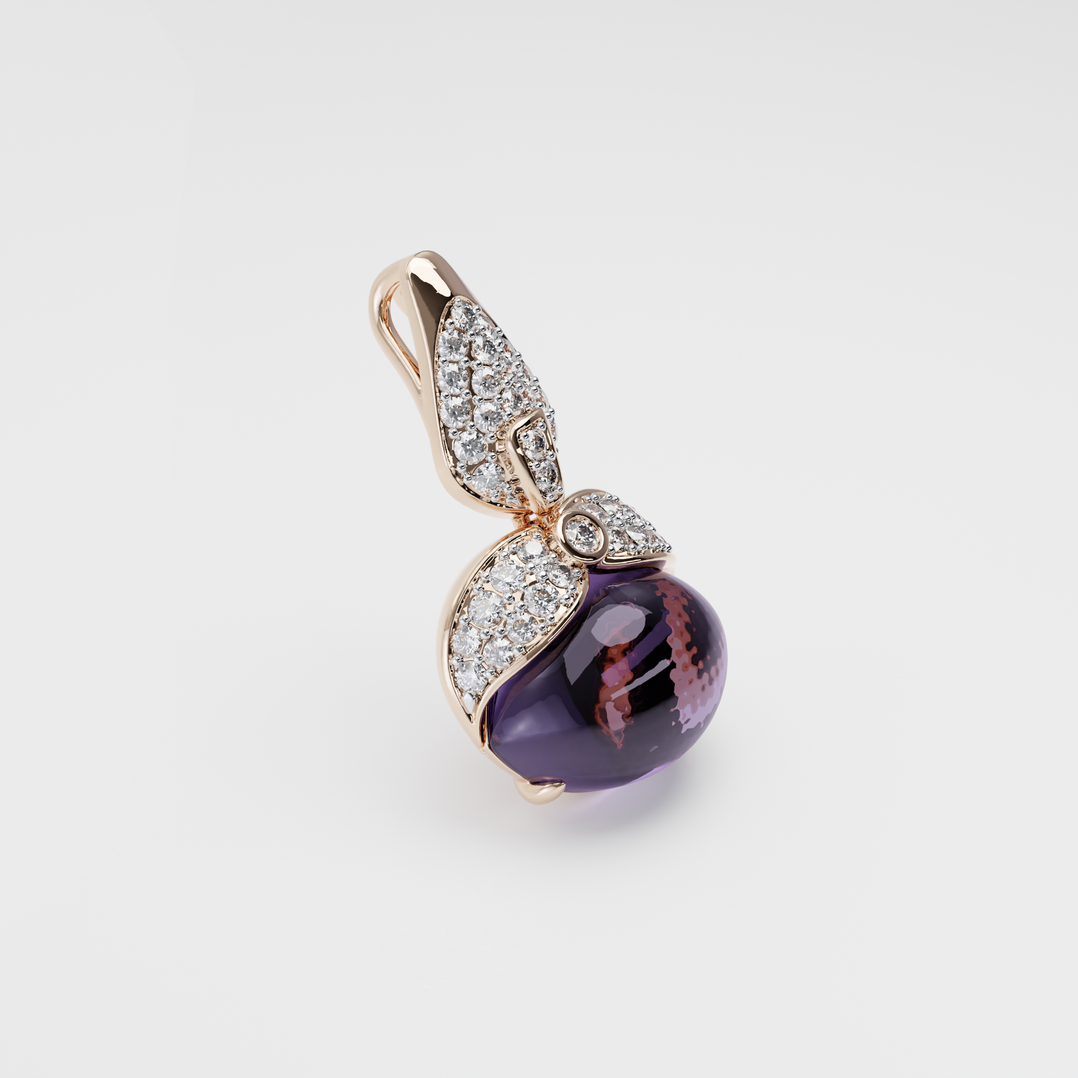 Amethyst & Diamond Pendant, Rose Gold - 3